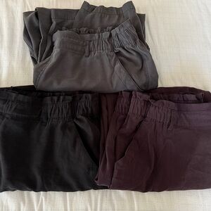 Old Navy 2X Three Pair Belted Pants Elastic Waist Tapered Leg